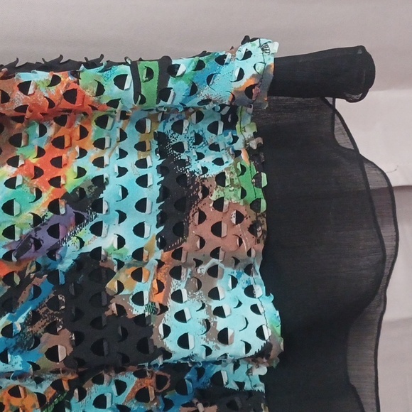 Alberto Makali Sheer Multicolor Tunic Length Sleeveless Top - Picture 8 of 14